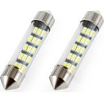 AMiO �������� ����������� C5W 12V 0,6W 39mm Led 15xSmd 3014 ����� 5600K - 2 ���. - (01091)