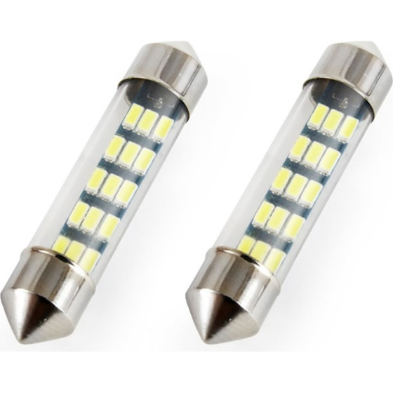 AMiO �������� ����������� C5W 12V 0,6W 39mm Led 15xSmd 3014 ����� 5600K - 2 ���. - (01091)