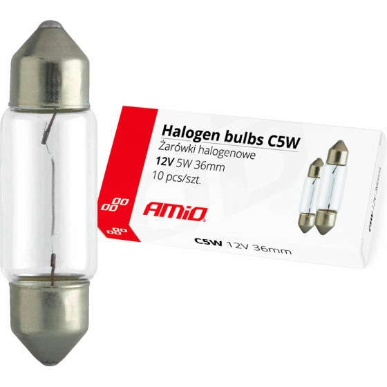 AMiO �������� ����������� C5W 12V 5W 36mm �������� ����� -10 ���. - (01486)
