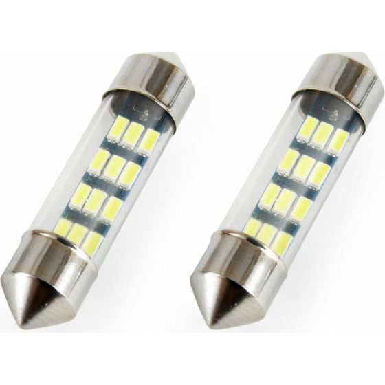 AMiO �������� ����������� Standard Festoon C5W 36mm - 12V - 0,5W - 5600K - 12LEd (�����/�����) - 2 ���. - (01090)