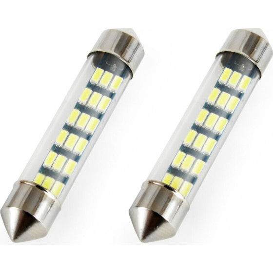AMiO �������� ����������� Standard Festoon C5W 41mm - 12V - 0,7W - 5600K - 18LEd (�����/�����) - 2 ���. - (01092)