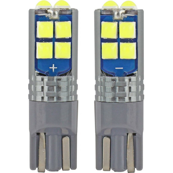 AMiO T10 W5W 12V W2,1x9,5d ����� 10SMDx3030 (������� - CAN-BUS) 2���. - (02447)