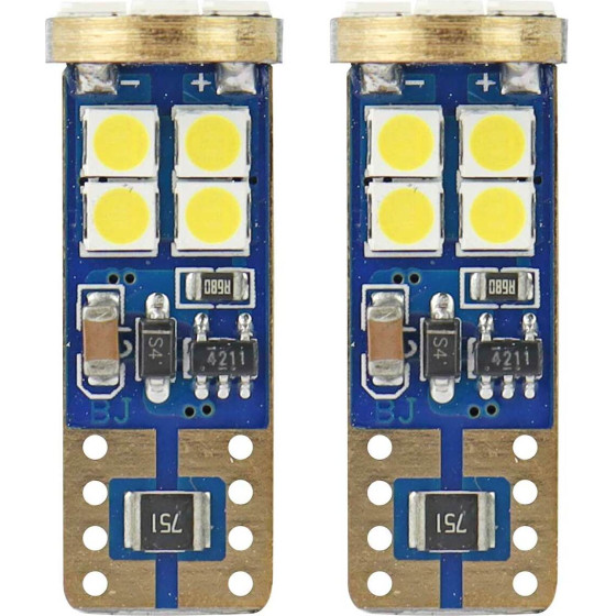 AMiO T10 W5W 12V W2,1x9,5d ����� 5.600K 12SMDx2835 (������� - CAN-BUS) 2���. - (01636)
