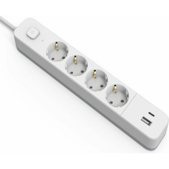 Entac Socket Extension Cord D2 4 Sockets With Switch 1.5m 1xUSB-A x 1xUSB-C 3G1.5 - (ESES1.5G4-1.5-SW-1UA1UC)