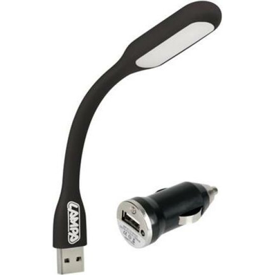 Lampa ���������� ��������� 2 �� 1 Cob Led & ��������� Usb 12/24V - 1000mA (�����/��������) - (71988)