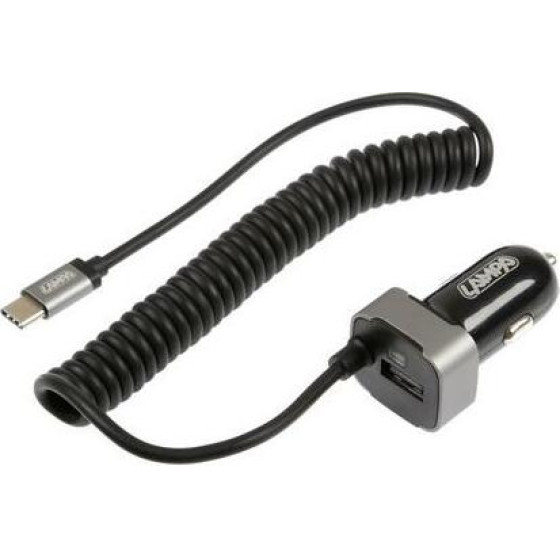 Lampa ���������� ��������� �������� 12/24V 3000mA �� ���� USB+ 1 Usb TYPE-C �� ������� 150cm Fast Charge - (38892)