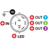 Lampa ��������� 4 ������ 12/24V 10A ���������� 23mm - (45566)