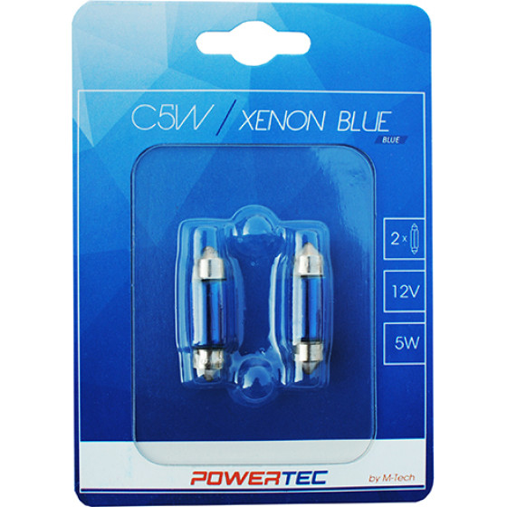M-Tech �������� ����������� C5W 12V 5W SV8,5-8 11x36mm Powertec Xenon Blue 2���. - (PTZXB33-02B)