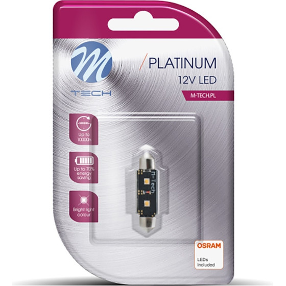 M-Tech �������� ����������� C5W 12V SV8.5 3,2W 420lm 36mm 2xHp Led Osram ����� Blister 1���. - (LB813W-01B)