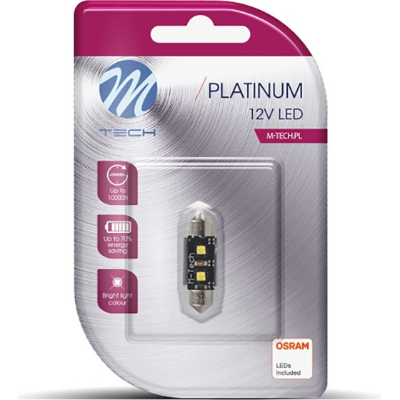 M-Tech �������� ����������� C5W 12V SV8.5 3,2W 420lm 41mm 2xHp Led Osram ����� Blister 1���. - (LB814W-01B)