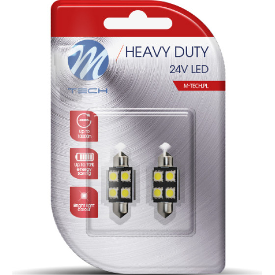 M-Tech �������� ����������� C5W 24V 0,24W SV8,5 36mm CAN-Bus 4xSMD5050 Premium ����� Blister 2��� - (LB9328W)