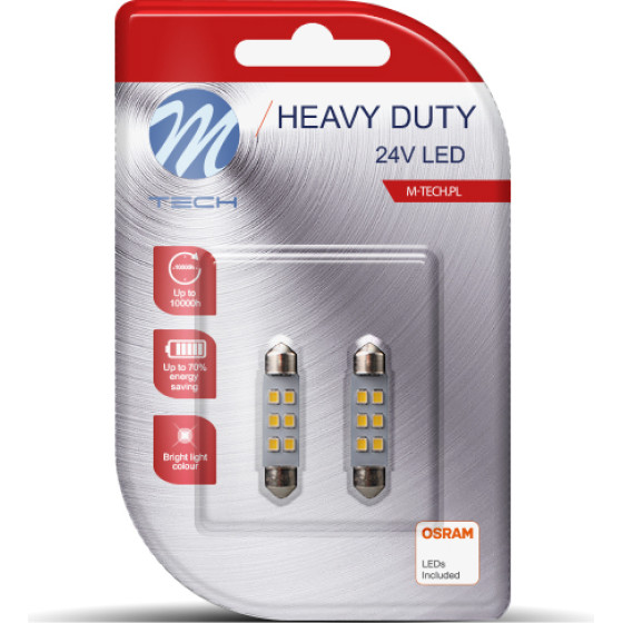 M-Tech �������� ����������� C5W 24V SV8,5 41mm Osram Led 6xSMD2835 ����� Heavy Duty Blister 2���. - (LB9105W)