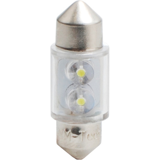 M-Tech �������� ����������� C5W/C10W 12V 0,26W SV8,5 31mm Led 2xFlux 3mm ����� Blister 2��� - (LB025W)