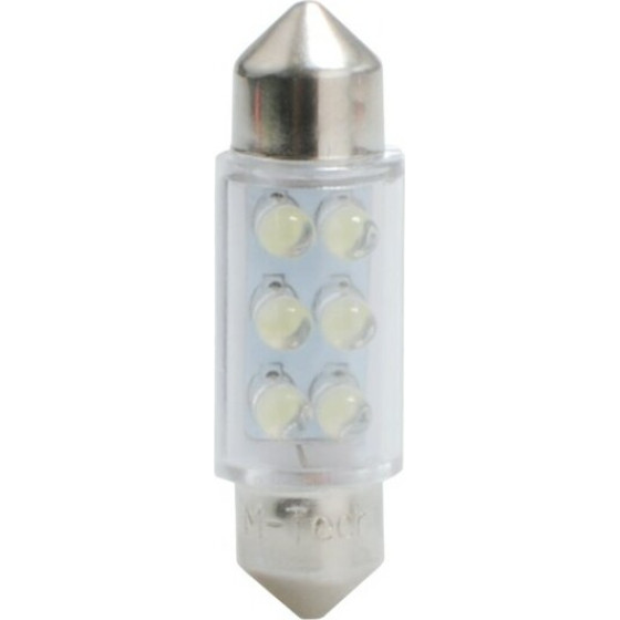 M-Tech �������� ����������� C5W/C10W 12V 0,37W SV8,5 36mm Led 6xFlux 3mm ������� - 1 ���. - (L023G)