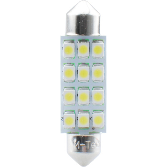 M-Tech �������� ����������� C5W/C10W 12V 0,96W SV8,5 41mm Premium Led 12xSMD3528 ����� 1���. - (L030W)