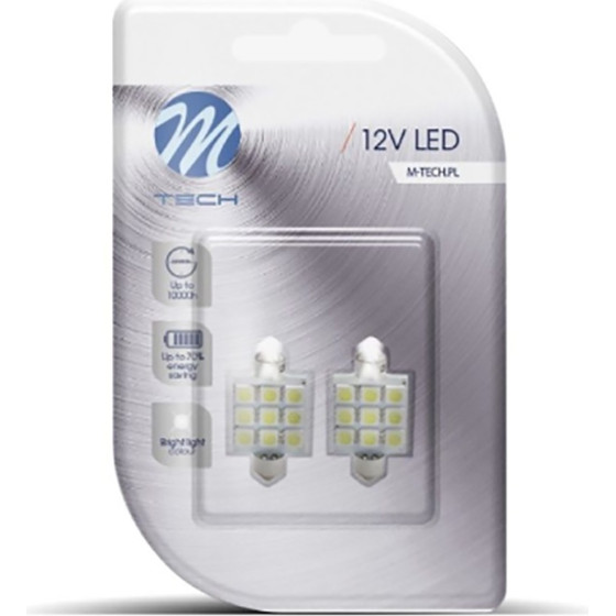 M-Tech �������� ����������� C5W/C10W 12V 1,44W SV8,5 41mm Premium Led 9xSMD5050 ����� Blister 2���. - (LB059W)