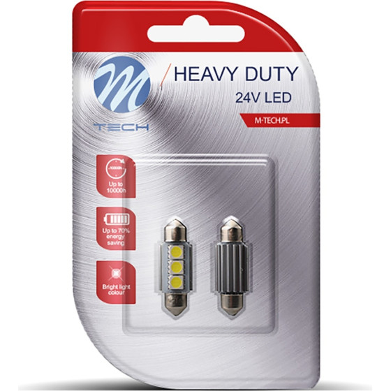 M-Tech �������� ����������� C5W/C10W 24V 1W SV8,5 36mm Led CAN-Bus 3xSMD5050 ����� Blister 2���. - (LB9310W)