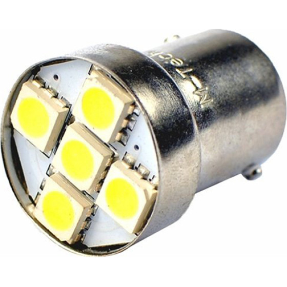 M-Tech ����� Ba15s (R10W /P21W) 5xSmd 5050 12V ����� 2��� - (LB075W)