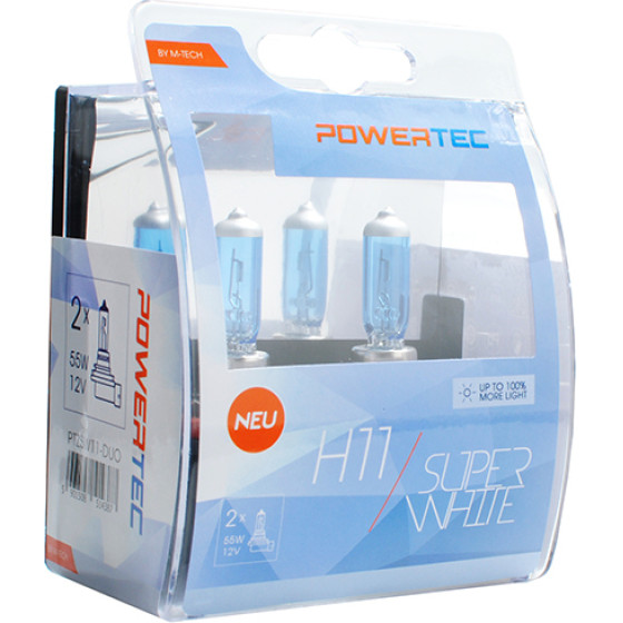 M-Tech H11 12V 55W 3.450K PGJ19-2 Powerteck Superwhite 2���. - (PTZSW11-DUO)