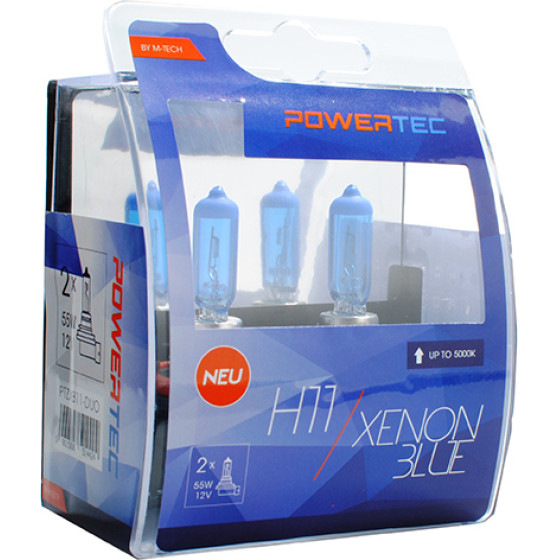 M-Tech H11 12V 55W PGJ19-2 5.000K Powertec Xenon Blue 2���. - (PTZXB11-DUO)