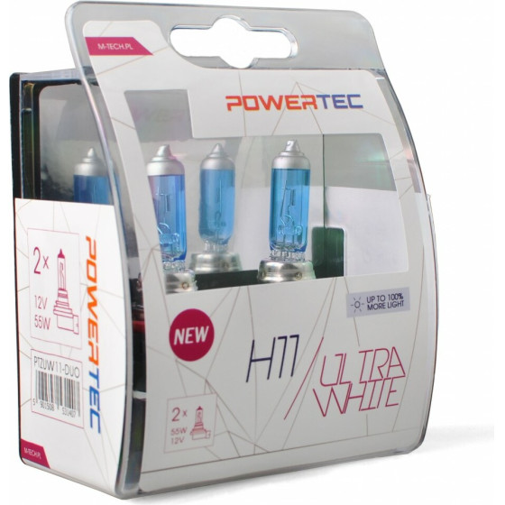 M-Tech H11 12V 55W PGJ19-2 Powertec Ultra White 2���. - (PTZUW11-DUO)