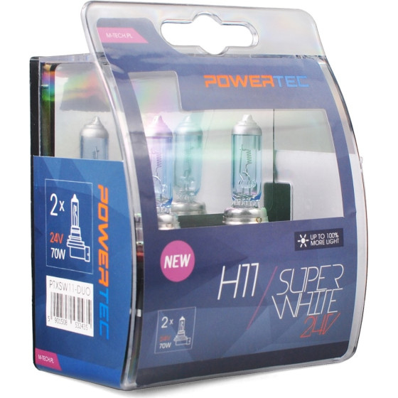 M-Tech H11 24V 70W 3.450K PGJ19-2 Powerteck Superwhite Blister 2���. - (PTXSW11-DUO)