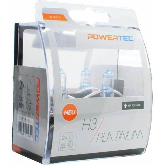 M-Tech H3 12V 55W 3.250K +130% PK22s Powerteck Platinum 2���. - (PTZPT3-DUO)
