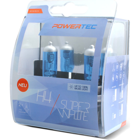 M-Tech H4 12V 60/55W 3.450K P43t Powerteck Superwhite 2���. - (PTZSW4-DUO)