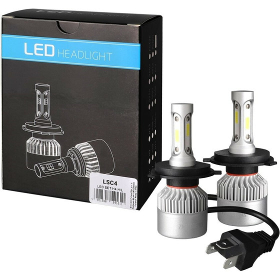 M-Tech H4 Led Set C6 9-32V 6.500K 10.000lm 4 X 10W ����� �� Cob Epistar 1021 Led ��� ������������ - 2 ���. - (LSC4)