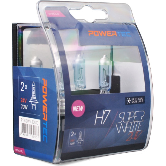 M-Tech H7 24V 70W 3.450K PX26d Powerteck Superwhite Blister 2���. - (PTXSW7-DUO)