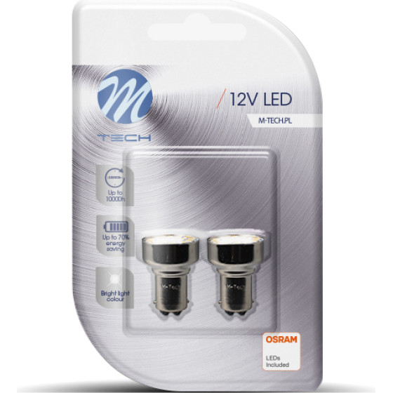 M-Tech P21/5W 12V BAY15d 19xSMD2835 Led Osram ����� Blister 2���. - (LB108W)