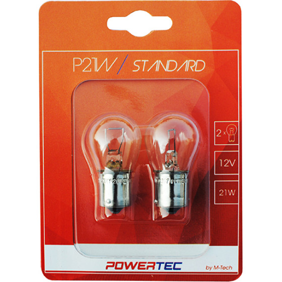 M-Tech P21W 12V 21W BA15s ���������� Powertec Standard �������� 2���. - (PTZ14-02B)
