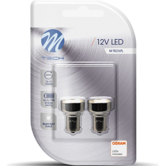M-Tech P21W 12V Ba15s 19xSMD2835 Led Osram ����� Blister 2���. - (LB107W)