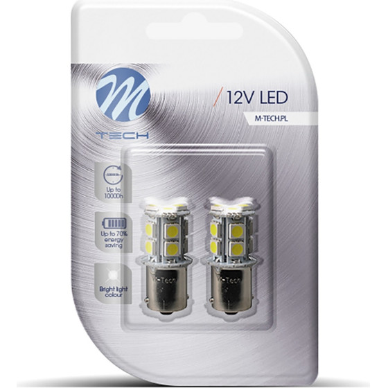 M-Tech P21W 12V BA15s Led 13xSMD5050 ����� (����������) Blister 2���. - (LB060W)