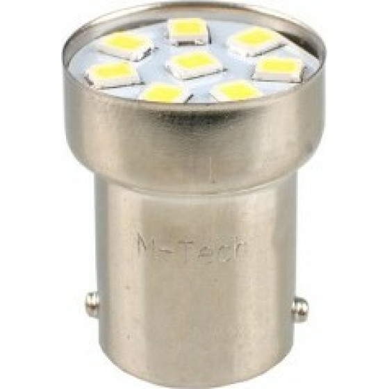 M-Tech P21W G18 12V BA15s 8xSMD2835 Led ������� Blister - 2 ���. - (LB088R)