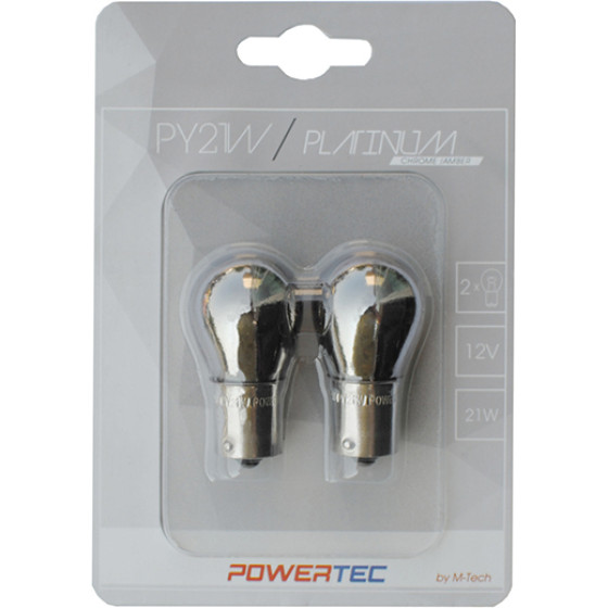 M-Tech PY21W 12V 21W BAU15s 3.500K ���������� ���������� Chrome Powertec Platinum ��������� 2���. - (PTZCH36-02B)