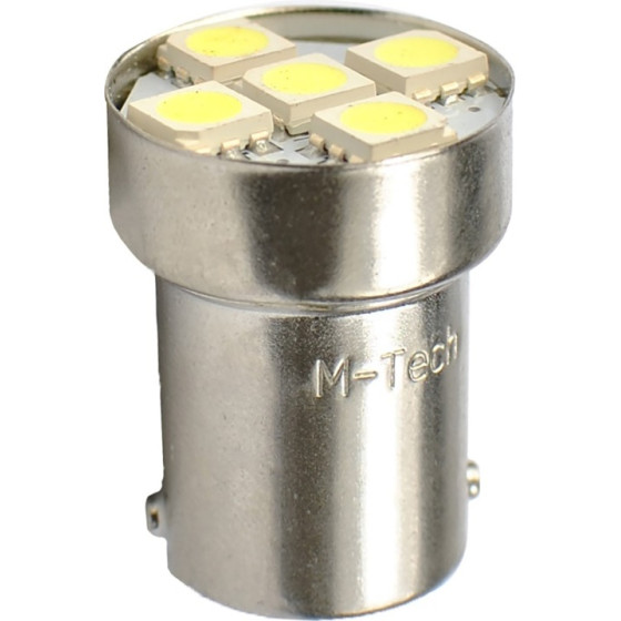 M-Tech R5W/R10W 12V BA15s Led 5xSMD5050 ����� (����������) - 1 TEM. - (L075W)