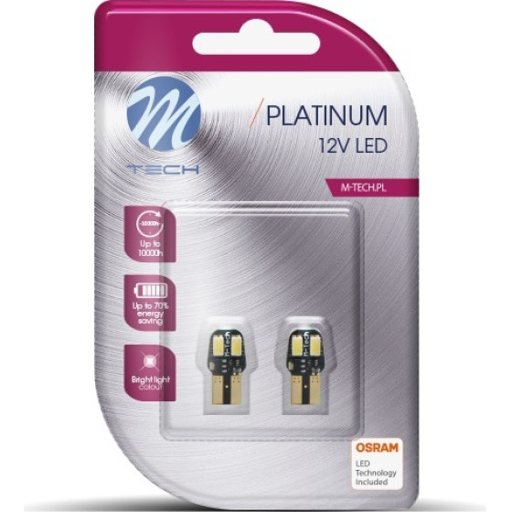 M-Tech T10 W5W 12V W2,1x9,5d 4xSMD5630 Led CAN-Bus ����� ����� (������� �������) Blister 2���. - (LB806WW)