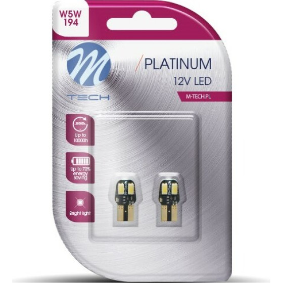 M-Tech T10 W5W 12V W2.1x9.5d 12VDc 1,6W 4xSMD5630 Led ����� CAN-Bus Blister 2���. - (LB806W)
