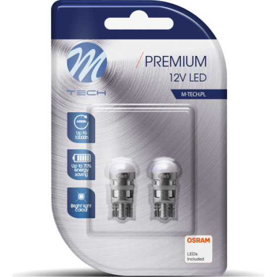M-Tech T10 W5W 12V W2.1x9.5d 1xSMD3030 Led ����� CAN-Bus Blister 2���. - (LB106W)