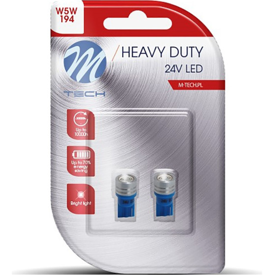 M-Tech T10 W5W 24V W1,2x9,5d Led 1xHp ���� �������� (������� �������) Blister 2���. - (LB915B)