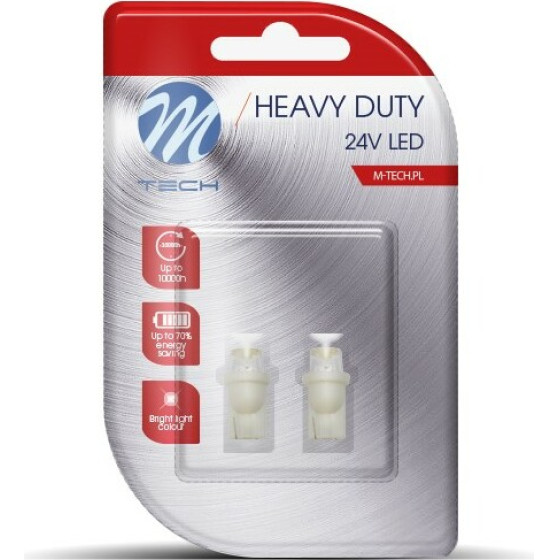 M-Tech T10 W5W 24V W2,1x9,5d 1xF10 Led ����� ��������� (������� �������) HEAVY-Duty Blister 2���. - (LB906W)