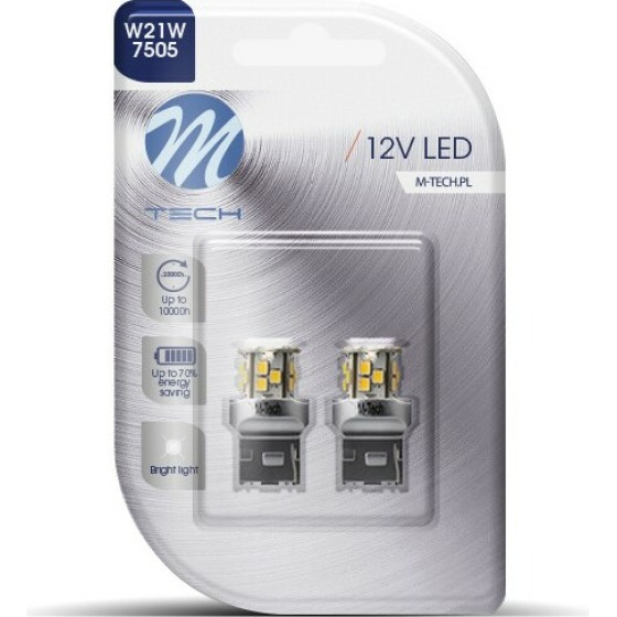 M-Tech W21W 12V W3x16d 1,8W 21xSMD2835 Led ����� Blister 2���. - (LB114W)