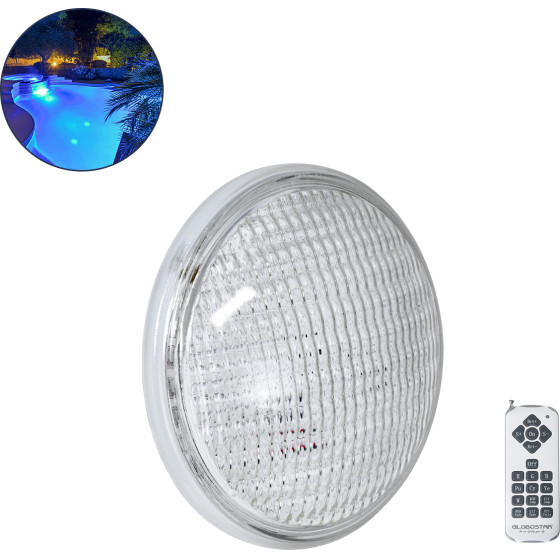 GloboStar Poolano ����� Led ���� ������� GX16D PAR56 25W 1750lm 120� Ac 12V ��������� IP68 IK06 Tempered Glass �18 x �10cm Rgb �� �������� ����������� Rf 2.4GHz ��������� 60 ������ - Bridgelux Chip - 3 Years Warranty - (61537)