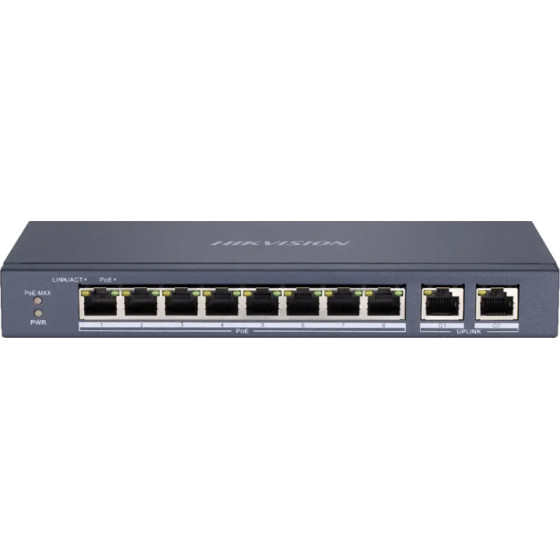 Hikvision Unmanaged Switch DS-3E0310P-E/M, 8x Poe ports, 60W, 100MBps - (DS-3E0310P-E-M)