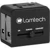 Lamtech Universal Travel Adapter With 2 Usb Ports Ac 6A Black - (LAM113829)