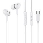 Celebrat Earphones �� ��������� D13, USB-C, 1.2m, ����� - (D13-WH)