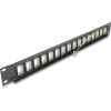 DeLock Keystone Patch Panel 19''/1U, 16x ports, ����� - (66758)