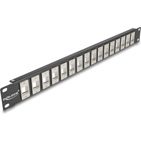 DeLock Keystone Patch Panel 19''/1U, 16x ports, ����� - (66758)