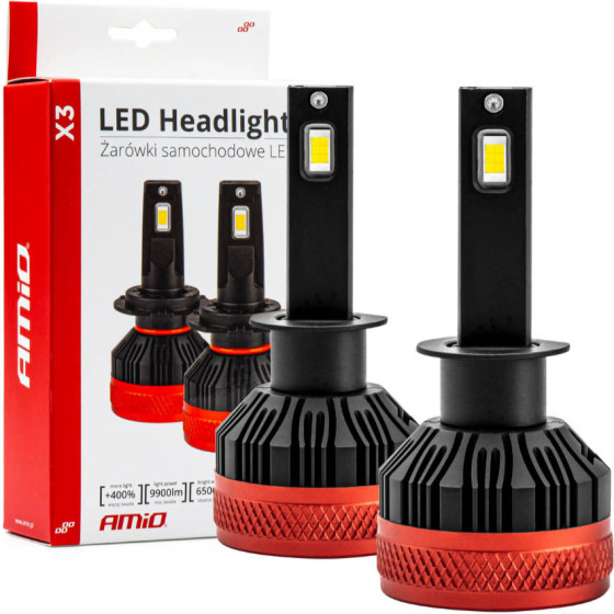 AMiO ������ Led H1 9-16V 92W 6.500K 9900lm Canbus �� ������������ X3 Series - 2���. - (02977)